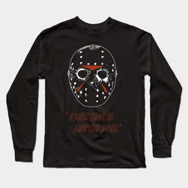 "A mask tells us more than a face."- Mask- Halloween-Red Long Sleeve T-Shirt by Vtheartist